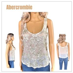 ABERCROMBIE | Beaded Ivory Sleeveless Top | Size M